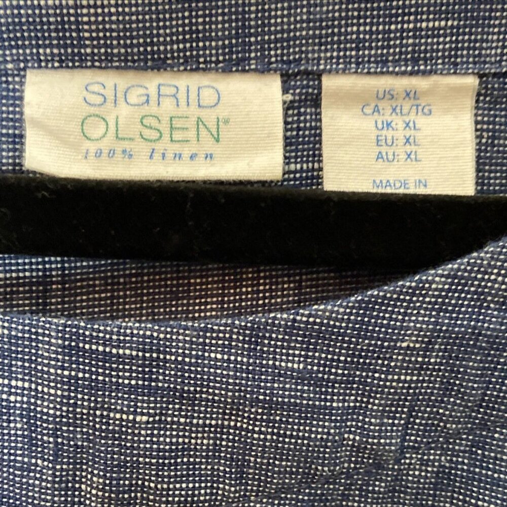 Sigrid Olsen Women's Blue Linen Top Blouse Boat Neck Dolman  XL - Picture 3 of 15